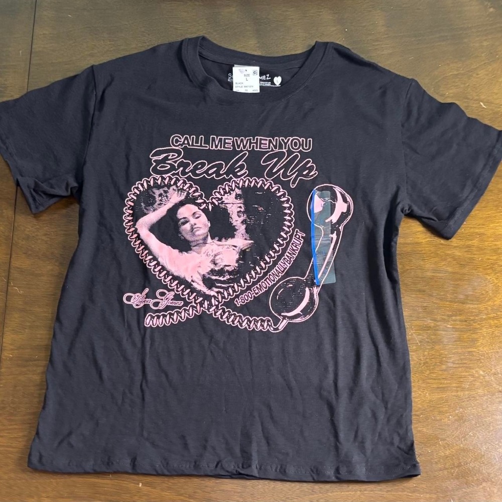 Ladies Large Graphic Tshirt *Selena Gomez "Call me when you break up" *Black NWT